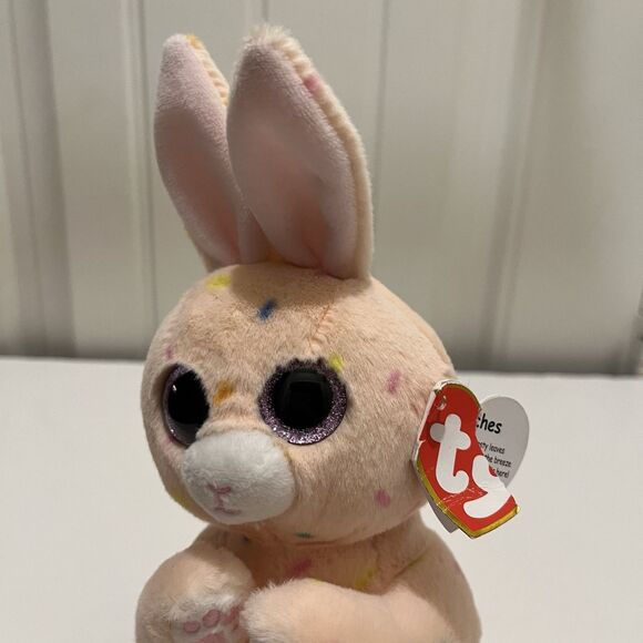 TY Beanie Baby Beanie Bellies Peaches Pink Peach Easter Bunny 6" Rabbit Plush - Picture 2 of 8